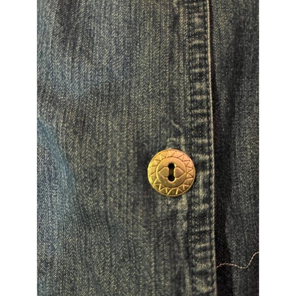 Vintage Early 2000s Bobbie Brooks Denim Blouse Womens L Floral Embroidered - Picture 6 of 16